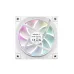 Back view of the DeepCool FL12 WH white fan, showing the transparent RGB blades and regulatory details on the hub.