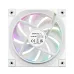 Back view of the DeepCool FL12R WH white fan, showing the transparent RGB blades and regulatory details on the hub.