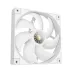 Angled view of DeepCool FT14 WH Casing Fan with metallic hub components and square mounting frame.