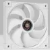 Angled view of DeepCool FT14 WH Casing Fan in white with seven curved blades and exposed copper motor hub.