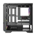 A front-facing view of the black Antec AX1000 ARGB PC case chassis, showing the interior structure and mounting points for components.