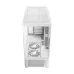 Angled view of Antec C6 Curve Air White Casing with tempered glass panels and multiple cooling fans for airflow management.