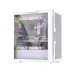 Side view of Aresze KT02W Mid Tower Casing in white, showcasing tempered glass panel and RGB-lit cooling components.