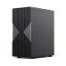 Angled front view of Aresze VB Nano ATX Mid Tower Gaming Casing featuring geometric ridged panel and sleek black design.