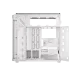 Side-open view of CORSAIR 9000D RGB AIRFLOW Super Full-Tower Casing showing PCIe slots, fan mounts, and hinged panel.
