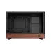 Interior view of DeepCool CH260 WOOD Casing with motherboard mounts, cable cutouts, and wood-textured front panel.