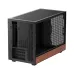 Front angled view of DeepCool CH260 WOOD Casing with compact ITX layout, wood accent strip, and front I/O ports.