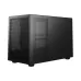 Side angled view of DeepCool CH260 WOOD Casing with perforated panels, matte black finish, and four short feet.