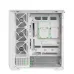 Interior drive layout of MSI MAG PANO 130R PZ WHITE Casing with labeled 2.5″ and 3.5″ mounting bays and three MSI cooling fans.