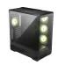 Side view of MSI MAG PANO 130R PZ Casing with tempered glass panel and four cooling fans glowing pale green light.