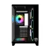 Angled view of PC Power ICEBERG V3 Casing with tempered glass side panel, rear RGB fan, and front lighting strips.