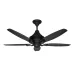 Front view of the five-blade Pakhtun Penta 5 ceiling fan in matte black against a white background.