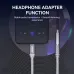 Close-up view of BWOO BO-BZ65 Type-C Male to 3.5mm Female Audio Converter connected to phone showing headphone adapter function interface