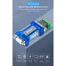 Product graphic of Dtech DT-9004 Serial Converter emphasizing industrial-grade build, LED indicator, and RJ45 terminal block.