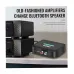 Lifestyle view of Onten OTN-BT105 Bluetooth audio receiver connected to an amplifier and speaker system.