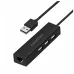 Yuanxin X-2562 USB Male to Tri USB Hub black color showing pusb and rj45 port