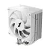 A front, angled render of the CY12 white CPU cooler, showing its large white fan, white top fins, and silver fins on the side.