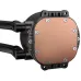 Antec Omni 240 ARGB AIO Liquid CPU Cooler copper cold plate view with dual tube connections and mounting hardware