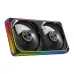 Triple-fan view of Antec Omni Matrix 240 ARGB AIO Liquid CPU Cooler in white with ARGB lighting accents.