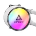 Antec Omni Matrix 360 ARGB AIO Liquid CPU Cooler fan view with vibrant ARGB lighting and black frame