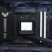 Interior view of ASUS AYW Gaming LC 360 ARGB LCD CPU Cooler installed on ASUS TUF motherboard with RGB RAM lighting.
