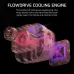Transparent 3D view of Corsair iCUE LINK TITAN 240 RX LCD CPU Cooler FlowDrive engine showing coolant flow paths.