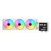 Poseidon Vistek Pro ARGB 360 liquid cooler with triple RGB fans and square LCD pump display showing CPU temp and stats