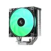 Front angled view of DeepCool AG400 G2 ARGB CPU Cooler with green LED fan and stacked heatsink fins.
