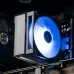 Installed view of DeepCool AG400 G2 ARGB CPU Cooler with blue LED fan lighting inside desktop PC case.