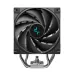 Front view of DeepCool AK500S DIGITAL SE CPU Cooler with black fan, curved blades, and metallic base plate.