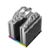 Side profile of DeepCool AK620 DIGITAL SE CPU Cooler highlighting polished base plate and stacked aluminum fins.