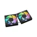 Top view of Gamdias CHIONE E4-240 V2 CPU Cooler showing two RGB fans aligned in a linked cooling system.