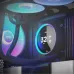 Installed view of NZXT Kraken Elite 360 RGB V2 360mm CPU Cooler inside PC case showing RGB fans and LCD pump display
