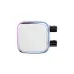 IOTA-L24-WH CPU cooler pump block showing digital temperature display and RGB lighting