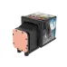 Close-up cube of Thermaltake MINECUBE 360 Ultra ARGB Sync CPU Cooler with copper plate and decorative artwork.
