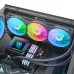 Top view of Thermaltake TH360 V3 ARGB Sync CPU Cooler with square RGB-lit heatsink and liquid cooling tubes.