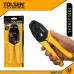 Packaged and handheld view of Tolsen 38056 Crimping Plier with ratchet design and DIN specifications.