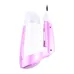 Kemey KM-6833 white with pink accents, handheld design, water reservoir, and steam base