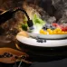 Side shot of fruits on a plate as vapor from the Ulanzi FM01 Fog Machine flows over them, creating a dramatic fog effect.