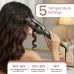 Side view of VGR V-581 curler in use showing curling action on long hair with heat settings highlighted