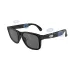 Front left-side angle view of XO E9 UV protective smart sunglasses with integrated temple controls.