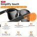 Promotional view of XO E9 UV protective smart sunglasses highlighting touch controls and smart features.