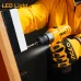 Action view of the INGCO CDLI12206 Cordless Drill using its built-in LED light while driving a screw into wood.