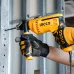 Close-up of INGCO ID8108 Drill Machine in use on metal surface with side handle and branded gloves for safety.