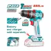 Promotional view of TOTAL TIDLI206681 Drill Machine highlighting brushless motor, impact function, and key specs.