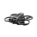 Angled front view of the DJI Avata 2 Fly Smart Combo Drone showing its compact ducted propellers and camera housing.