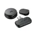 Acefast R7 wireless microphone set showing the round transmitter, detachable back clip, and USB-C receiver.