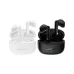 Acefast W11 AI NC Semi-In-Ear Bluetooth Earbuds in black showing the open charging case with both left and right earbuds floating directly above it.