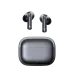 A close-up of the Edifier EvoBuds Pro wireless earbuds resting in their open, space grey charging case.