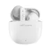 White HiFuture ColorBuds2 earbuds with metallic stems and an open, glossy white charging case.